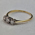 British vintage jewelry triple diamond 9ct gold ring ring